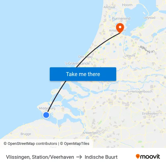Vlissingen, Station/Veerhaven to Indische Buurt map
