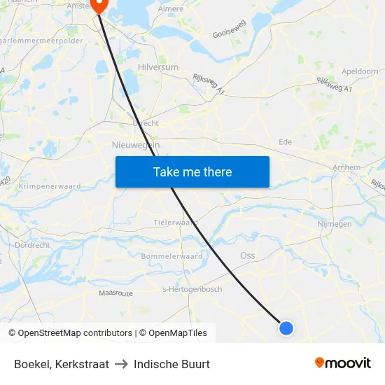 Boekel, Kerkstraat to Indische Buurt map