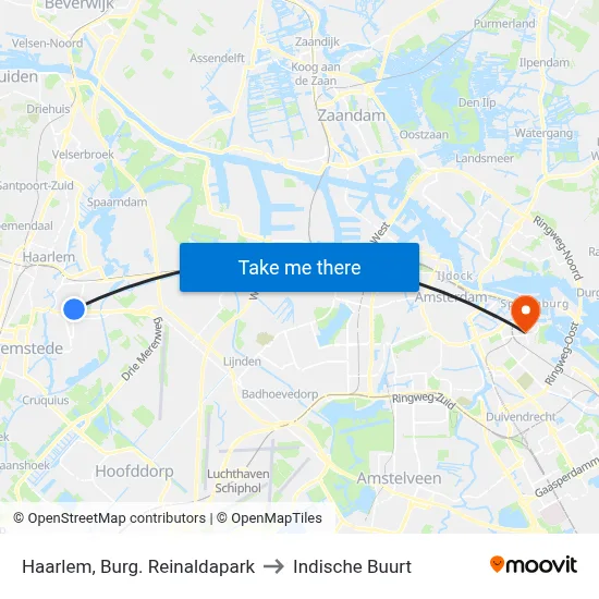 Haarlem, Burg. Reinaldapark to Indische Buurt map