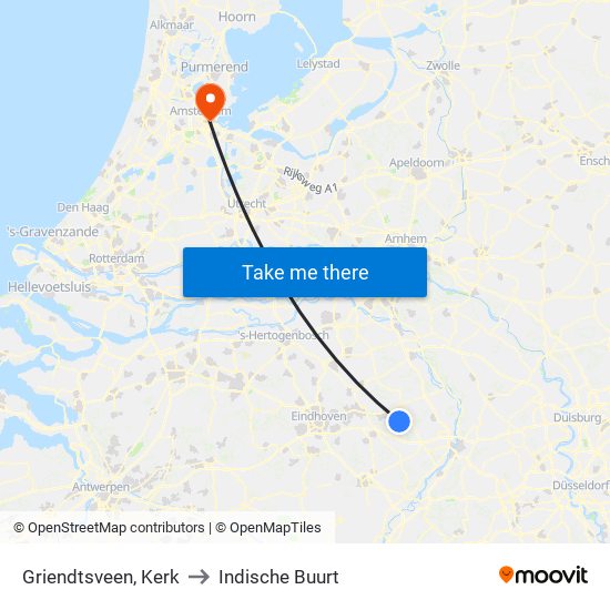 Griendtsveen, Kerk to Indische Buurt map