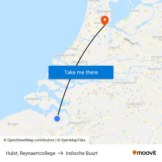 Hulst, Reynaertcollege to Indische Buurt map