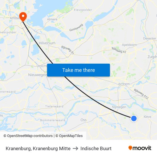 Kranenburg, Kranenburg Mitte to Indische Buurt map