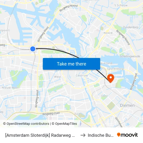 [Amsterdam Sloterdijk] Radarweg West to Indische Buurt map
