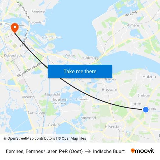 Eemnes, Eemnes/Laren P+R (Oost) to Indische Buurt map