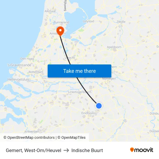 Gemert, West-Om/Heuvel to Indische Buurt map