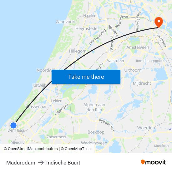 Madurodam to Indische Buurt map