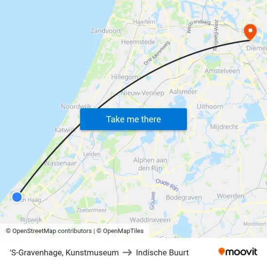 'S-Gravenhage, Kunstmuseum to Indische Buurt map