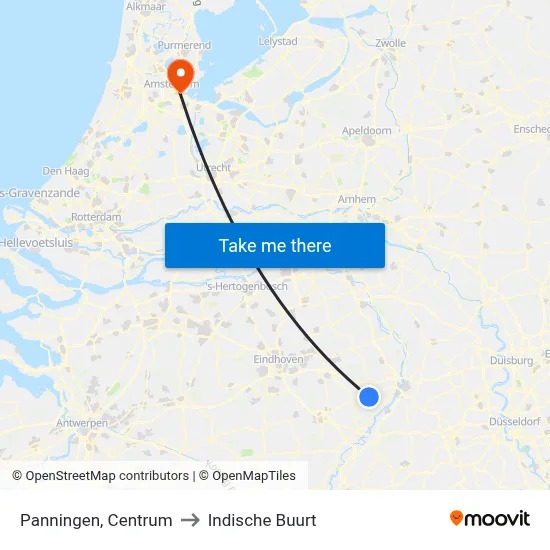 Panningen, Centrum to Indische Buurt map