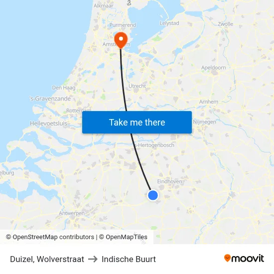 Duizel, Wolverstraat to Indische Buurt map