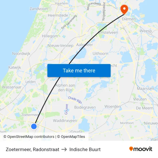 Zoetermeer, Radonstraat to Indische Buurt map