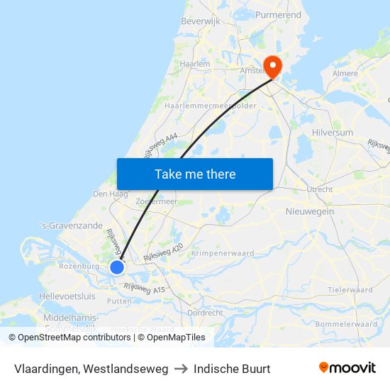 Vlaardingen, Westlandseweg to Indische Buurt map