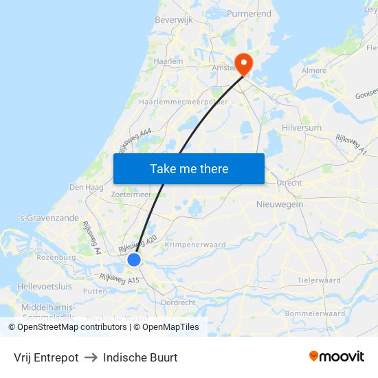 Vrij Entrepot to Indische Buurt map