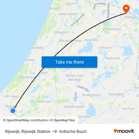 Rijswijk, Rijswijk Station to Indische Buurt map