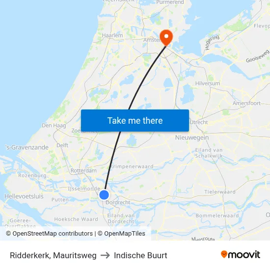 Ridderkerk, Mauritsweg to Indische Buurt map