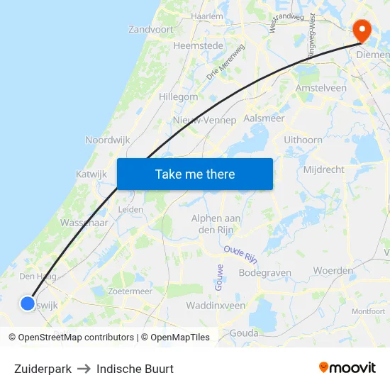 Zuiderpark to Indische Buurt map