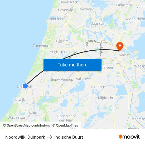 Noordwijk, Duinpark to Indische Buurt map