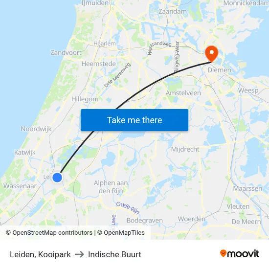 Leiden, Kooipark to Indische Buurt map