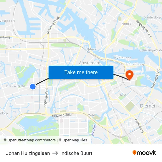 Johan Huizingalaan to Indische Buurt map