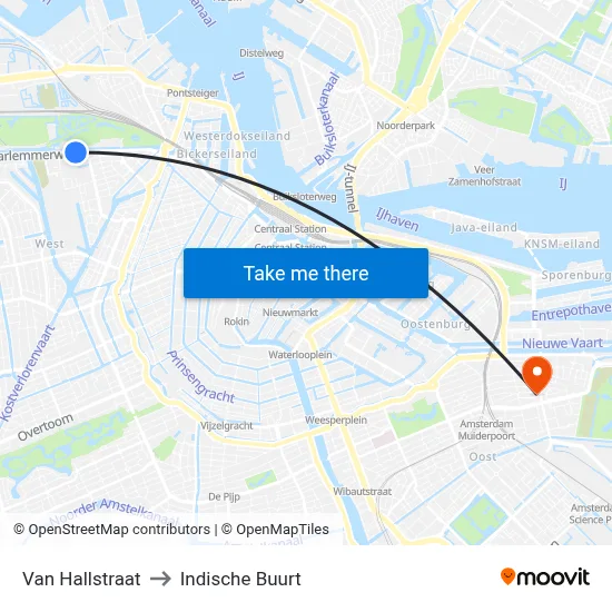 Van Hallstraat to Indische Buurt map