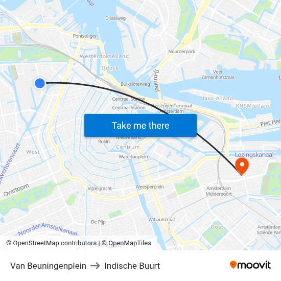 Van Beuningenplein to Indische Buurt map