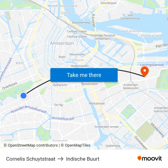Cornelis Schuytstraat to Indische Buurt map
