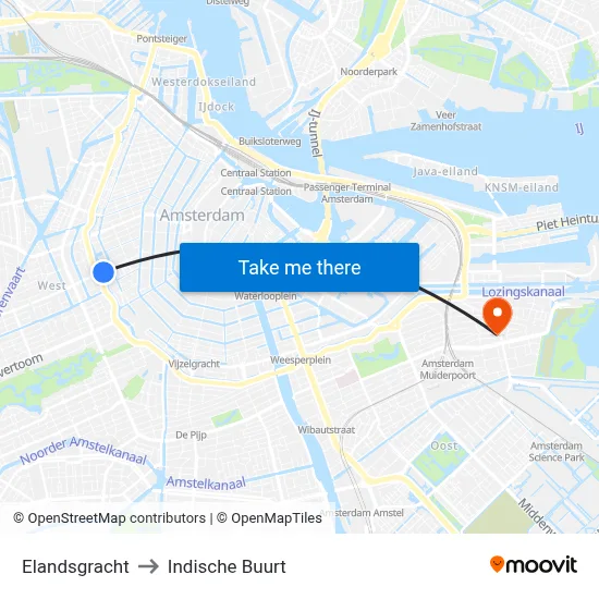Elandsgracht to Indische Buurt map