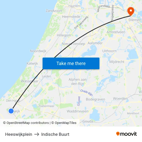 Heeswijkplein to Indische Buurt map