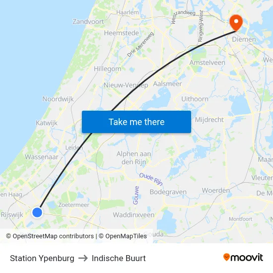 Station Ypenburg to Indische Buurt map