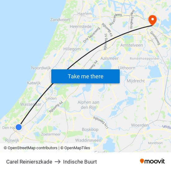 Carel Reinierszkade to Indische Buurt map