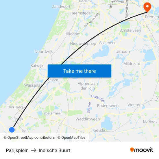 Parijsplein to Indische Buurt map