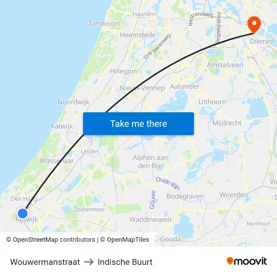 Wouwermanstraat to Indische Buurt map