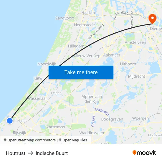 Houtrust to Indische Buurt map