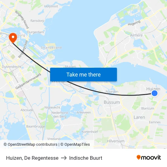Huizen, De Regentesse to Indische Buurt map