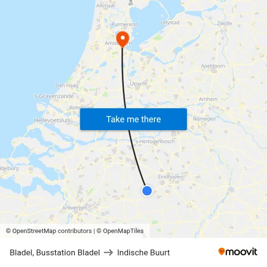 Bladel, Busstation Bladel to Indische Buurt map
