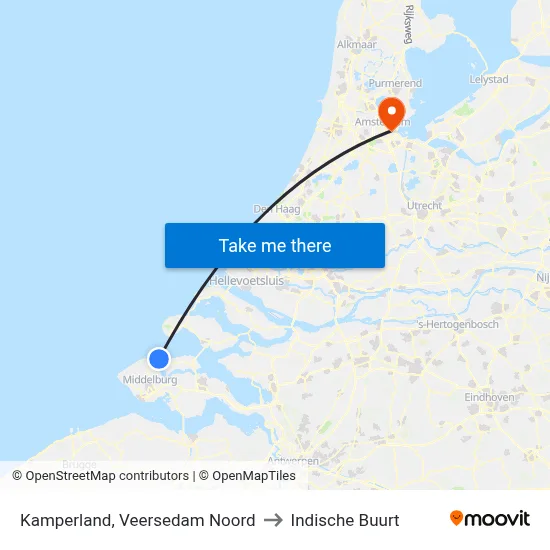 Kamperland, Veersedam Noord to Indische Buurt map