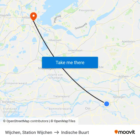Wijchen, Station Wijchen to Indische Buurt map