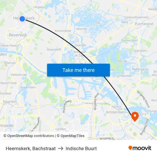 Heemskerk, Bachstraat to Indische Buurt map