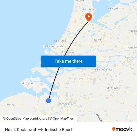 Hulst, Koolstraat to Indische Buurt map