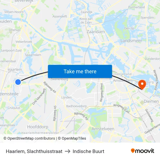 Haarlem, Slachthuisstraat to Indische Buurt map