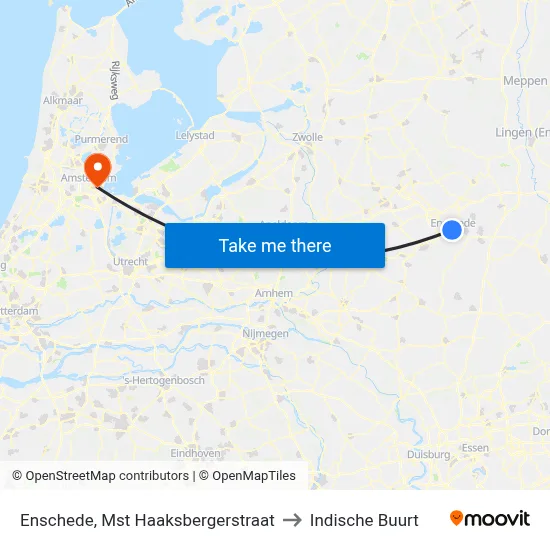 Enschede, Mst Haaksbergerstraat to Indische Buurt map