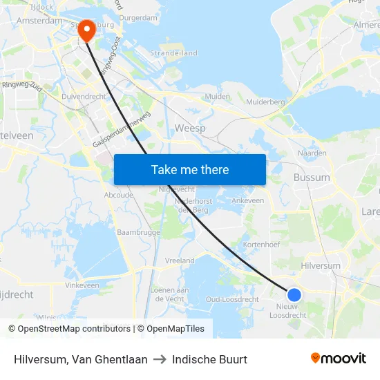 Hilversum, Van Ghentlaan to Indische Buurt map