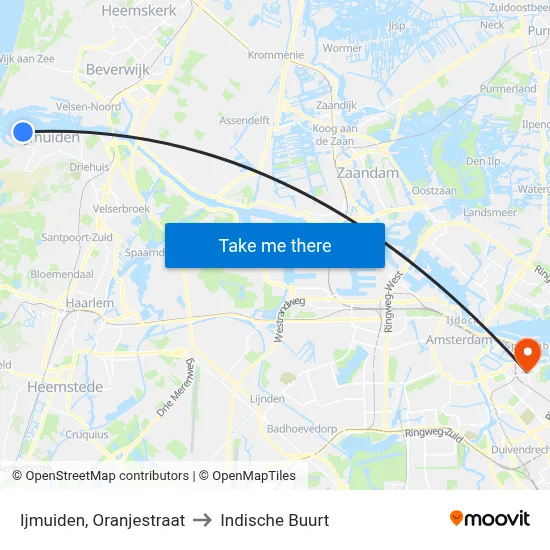 Ijmuiden, Oranjestraat to Indische Buurt map
