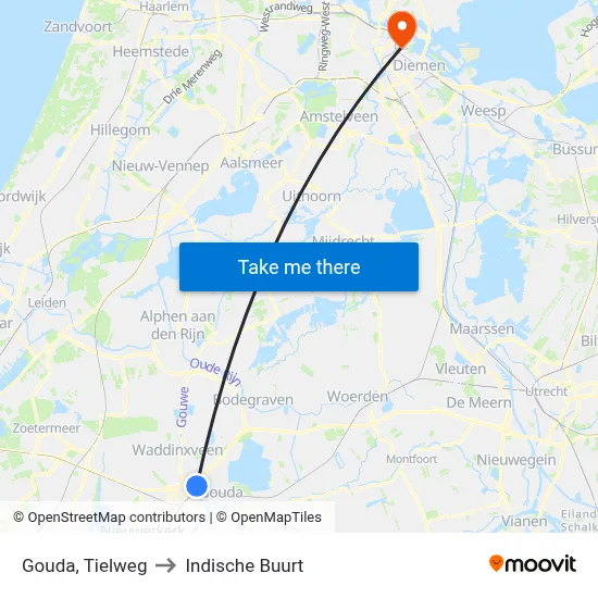 Gouda, Tielweg to Indische Buurt map