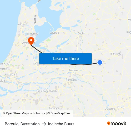 Borculo, Busstation to Indische Buurt map