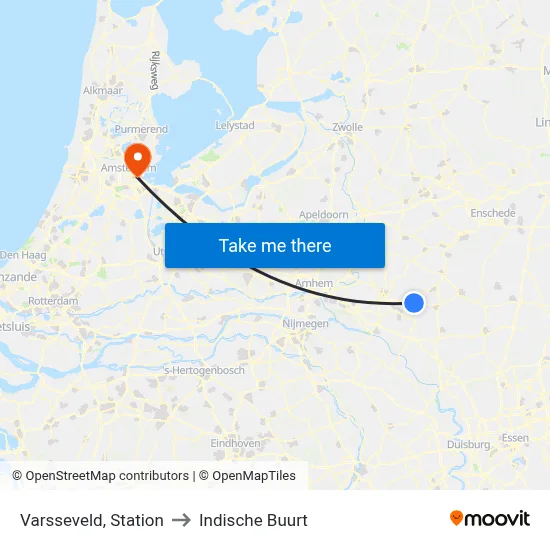 Varsseveld, Station to Indische Buurt map