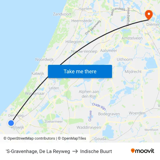 'S-Gravenhage, De La Reyweg to Indische Buurt map