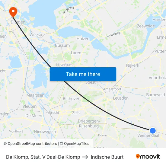 De Klomp, Stat. V'Daal-De Klomp to Indische Buurt map