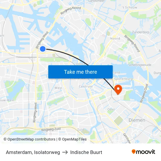 Amsterdam, Isolatorweg to Indische Buurt map