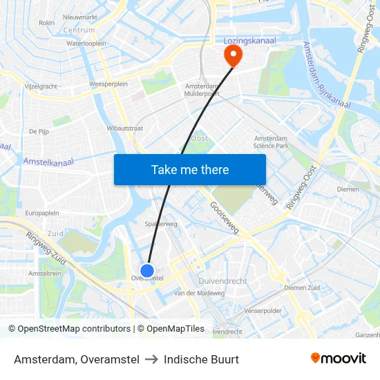 Amsterdam, Overamstel to Indische Buurt map