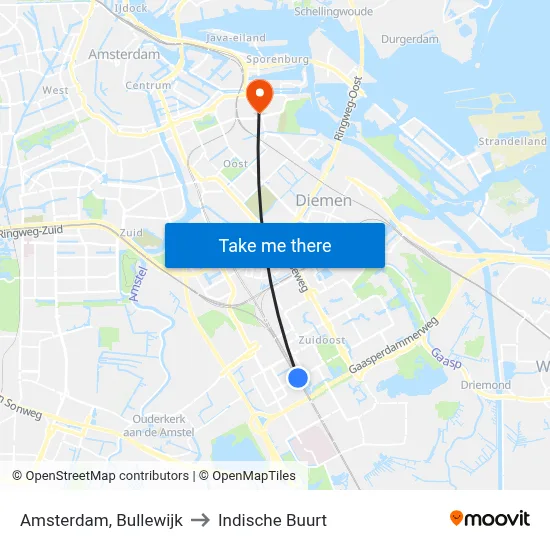 Amsterdam, Bullewijk to Indische Buurt map
